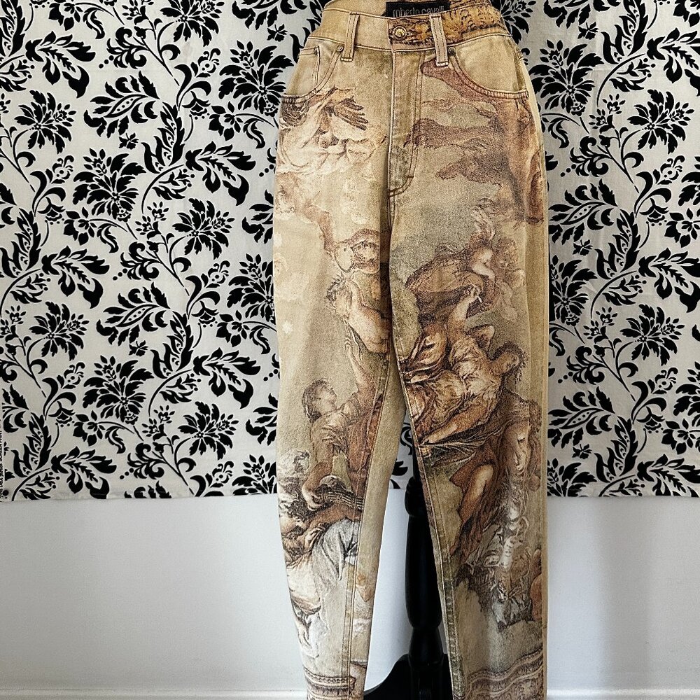 Roberto Cavalli Hand Painted Jeans Size 0 Inseam 30 inches